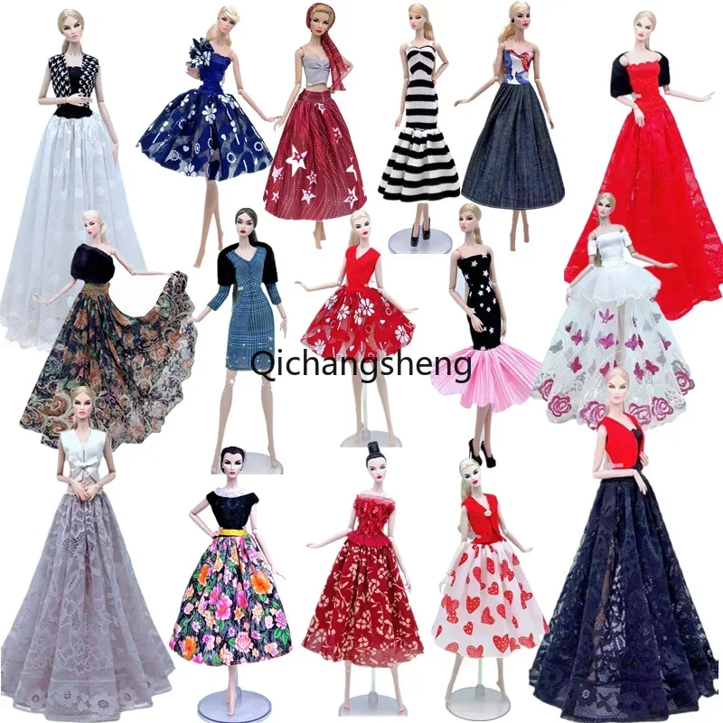 Фото Аксессуары для кукол BJD 1/6, одежда для Барби, наряды, кружевное платье с цветочным узором, рубашка, юбка, праздничное платье принцессы, аксессуары для кукол 11,5 дюймов №1