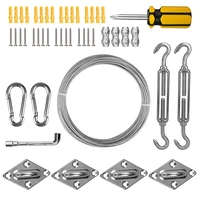 shade sail hardware kit with 15m cable wire stainless steel awning canopy installation kit turnbuckles eye hook kit for garden