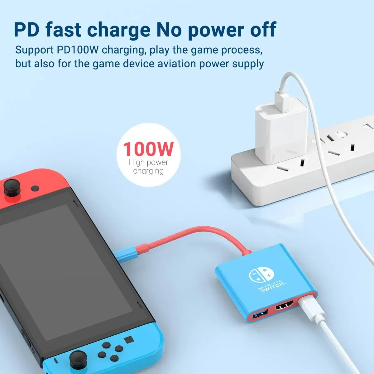Фото Портативная док-станция Nintendo Switch 3 в 1, концентратор TYPE-C к 4K HDTV с HDMI и USB 3.0 для телефона Steam Deck, iPad, ноутбука №3