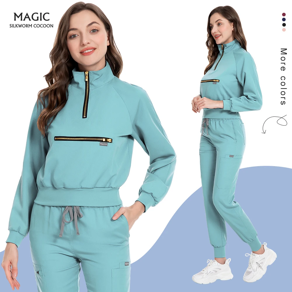 

Ladies Scrub Jogger Suit High Quality Medical Uniform Dental Clinic Surgical Nursing Scrubs Medical Suit Hospital Nurse Workwear