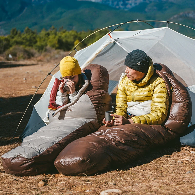 Фото Naturehike Snowbird Кемпинг Спальный мешок на утином пуху для взрослых Мумия Пуховый теплый спальный мешок Сверхлегкое одеяло для кемпинга Спальные мешки №5