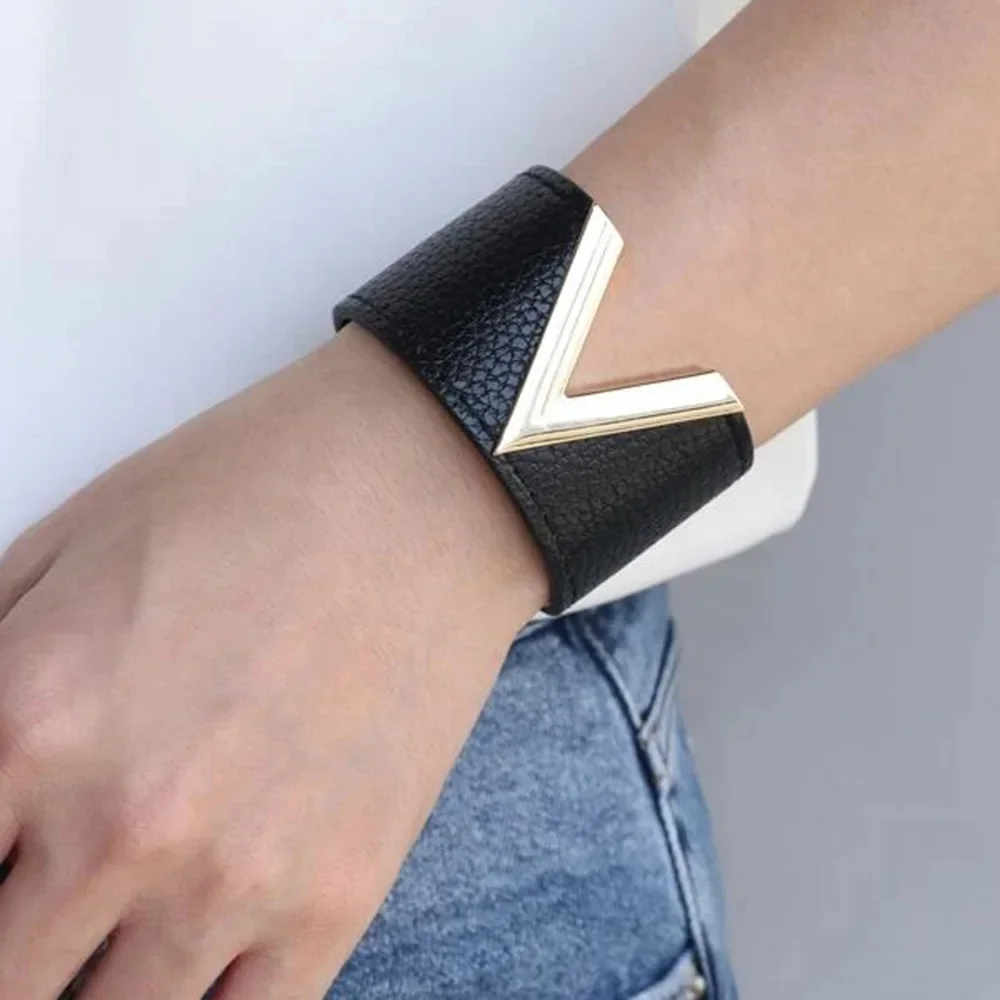 Kirykle Европейская мода большой кожаный браслет Простой Шарм универсальный OL V