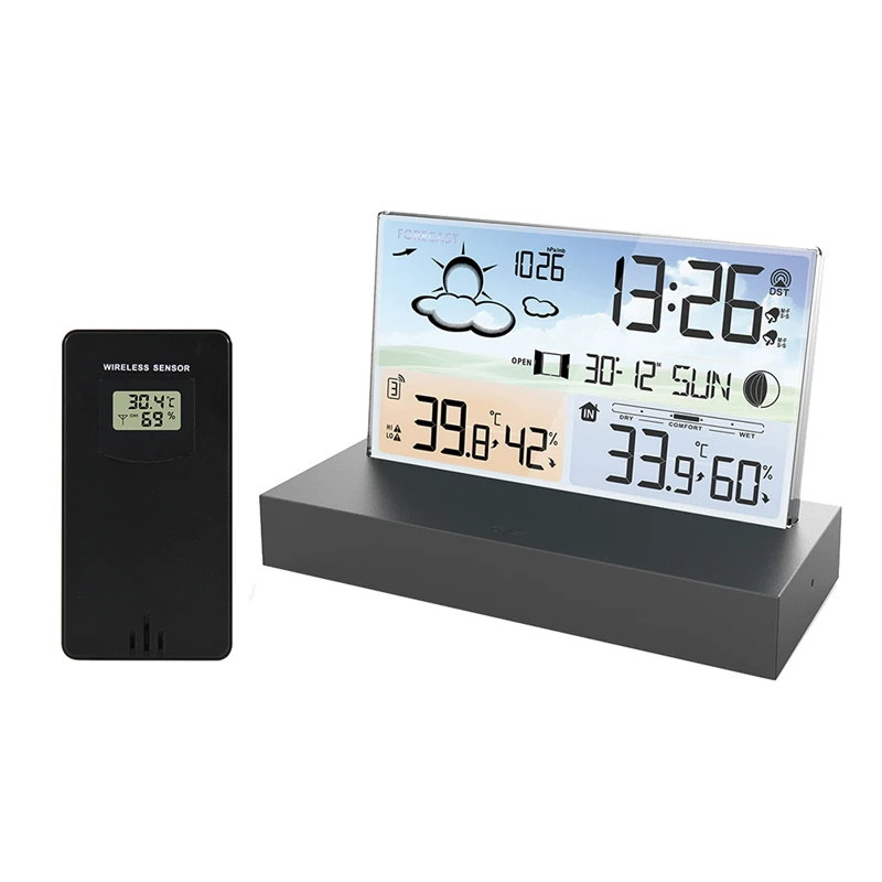 

Weather Station Thermometer Hygrometer Multifunction Electronics Desktop Alarm Clock Battery Wireless Sensor