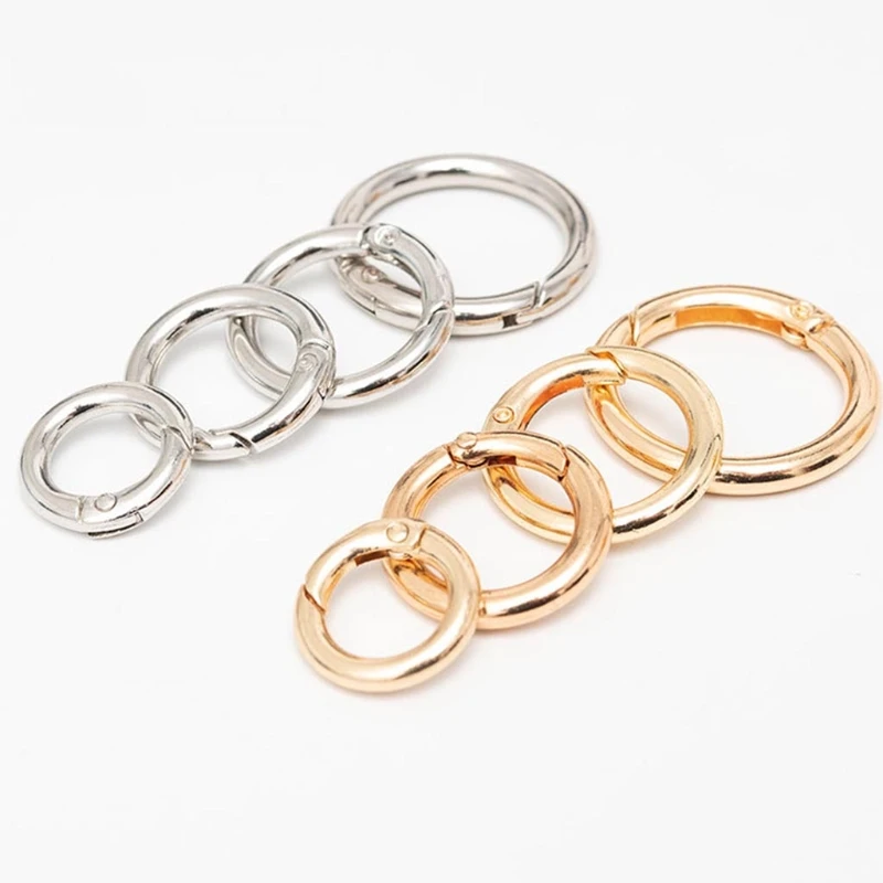 

10x Spring Hook Zinc Alloy Round Carabiner Spring O Rings Clip Hook Binder for Key Chains Purse Shoulder Strap Curtain