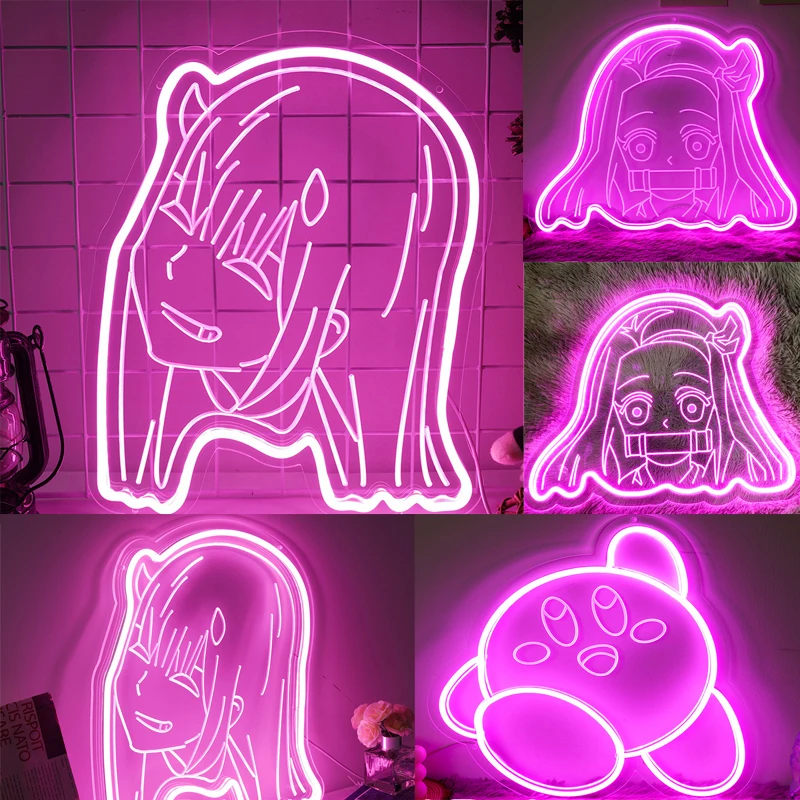 Zero Two Girl  Neon Sign LED Anime Carve Neon Sign Dark Frankxx  Neon Lamp Wall Decor Room Decor Anime LED Neon Sign