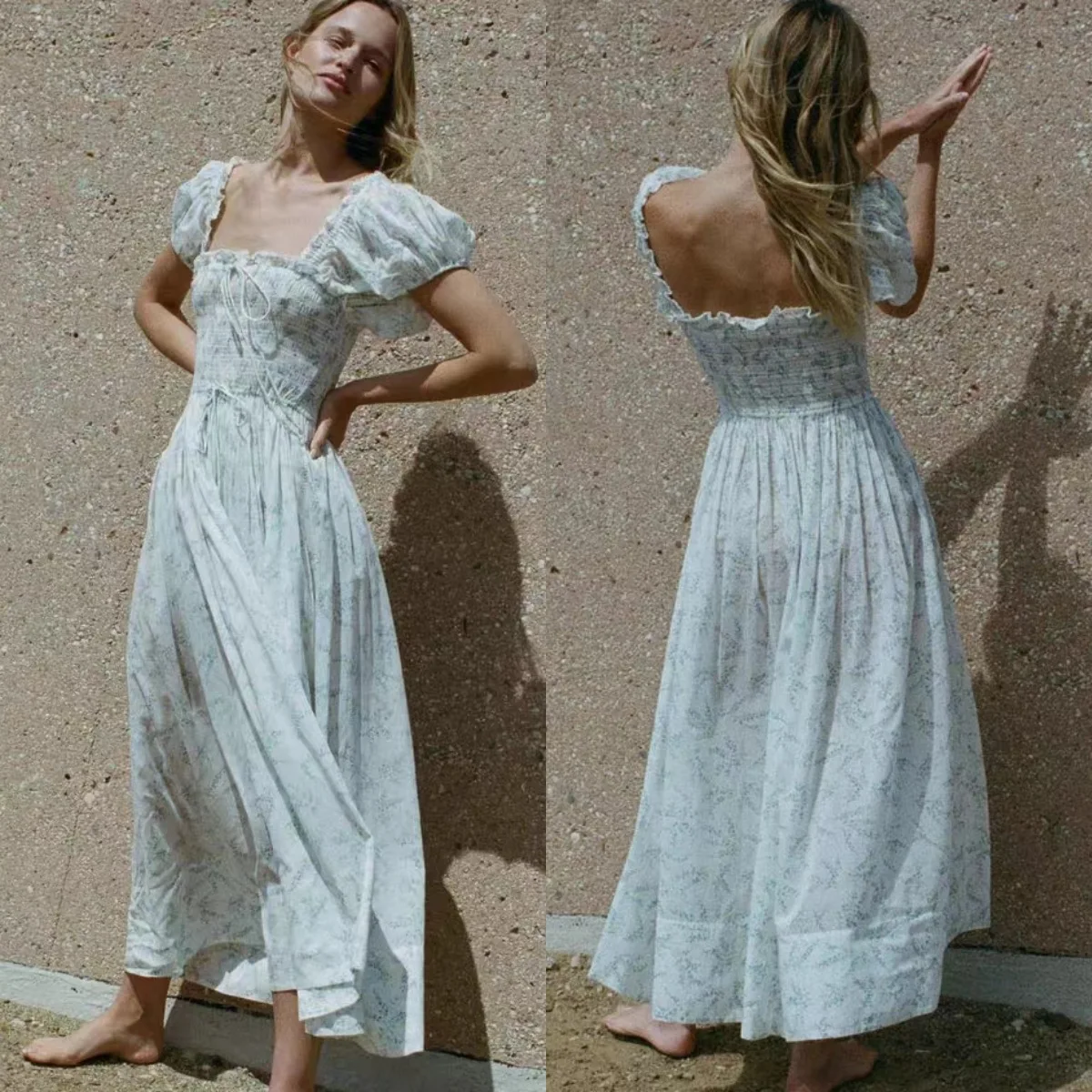 Свежая синяя колокольчик · французское романтическое роскошное платье с