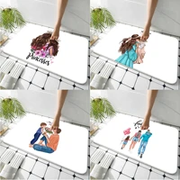 super mom and baby printed flannel floor mat bathroom decor carpet non slip for living room kitchen welcome doormat