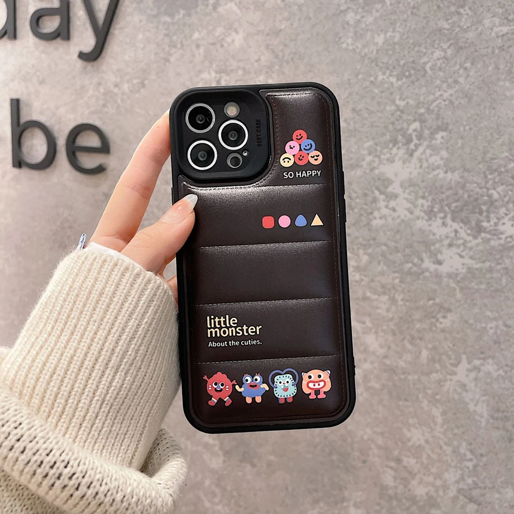 

Модный чехол-пуховик для iPhone 13 12 11 Pro Max, чехол для телефона, противоударный чехол с защитой от отпечатков пальцев, мягкий чехол из ТПУ