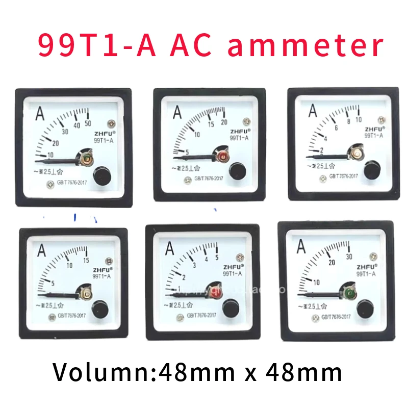 

Амперметр переменного тока указательного типа 99T1 1A 2A 3A 5A 10A 15A 20A 30A 50A, аналоговый панельный амперметр, измеритель тока