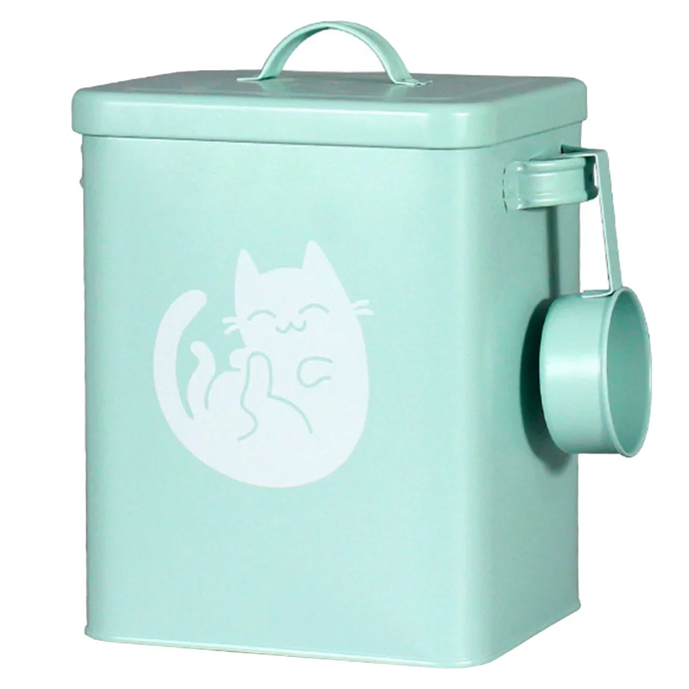 

Cat Bucket Storage Dog Pet Container Snack Bin Box Holder Canister Treats Tin Daily Treat Kitten Airtight Buckets Iron Metal