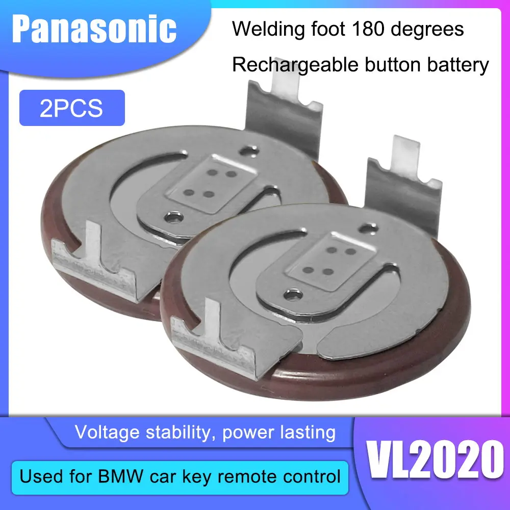 2 adet Panasonic VL2020 3V araba anahtarı bacaklar ile 180 derece şarj edilebilir lityum düğme pil pil BMW araba için anahtar