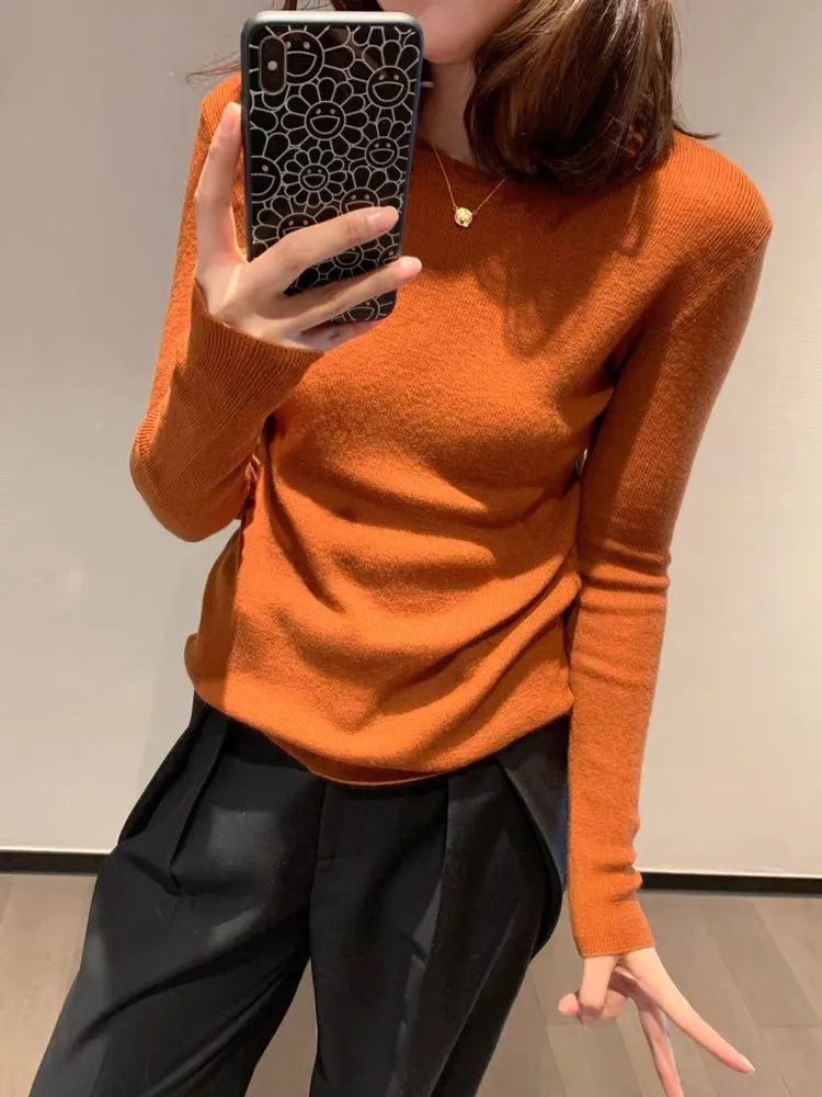 Чистый цвет утягивающая рубашка с длинными рукавами и внутренней нижней частью