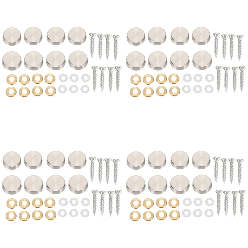 

16 Mm Stainless Steel Mirror Nails Screw Cap (32 Pieces)