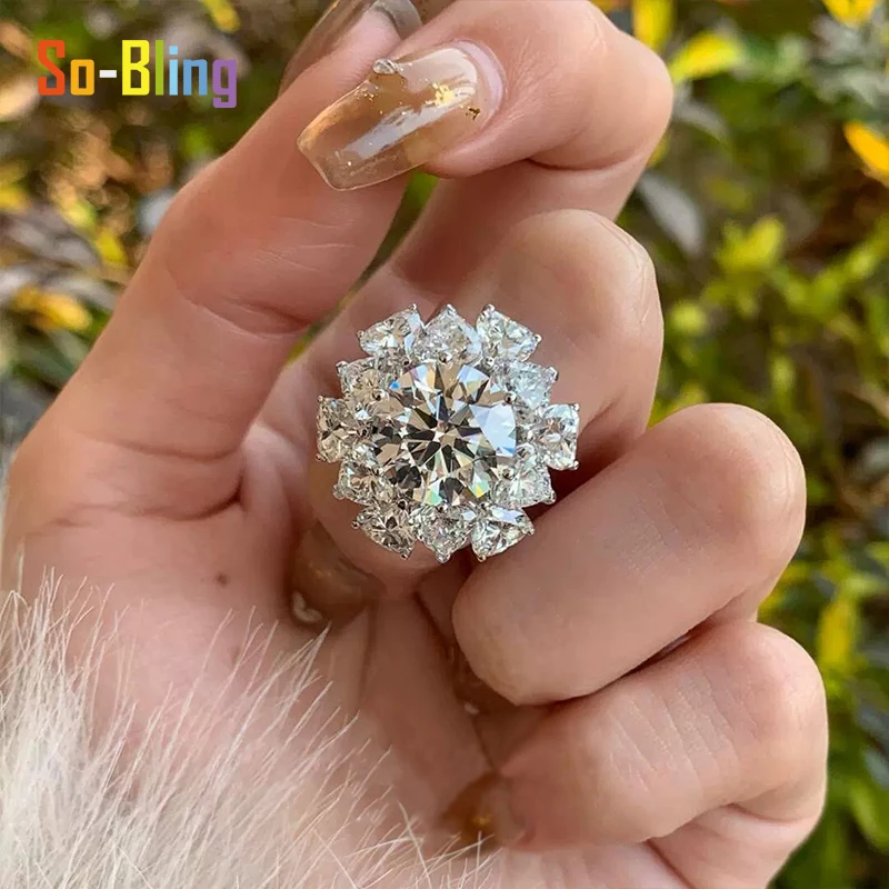 Фото Кольца из стерлингового серебра 925 пробы So-Bling, кольцо с муассанитом 5 карат и сертификатом Gra для женщин, элегантный подарок, ювелирные изделия для вечеринок №4