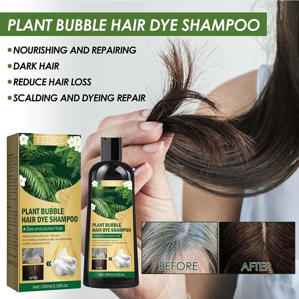 

100ml Plant Bubble Natural Hair Dye Shampoo For Hair Care Household Easy-to-Wash Hair Washing Color Cream F3V5