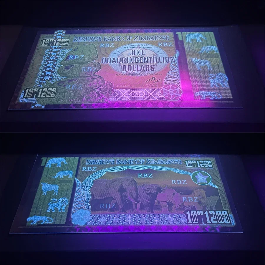 10^1203 Золотая или серебряная фольга JEDEN QUADRINGENTILLION Банкнота Зимбабве со долларами и