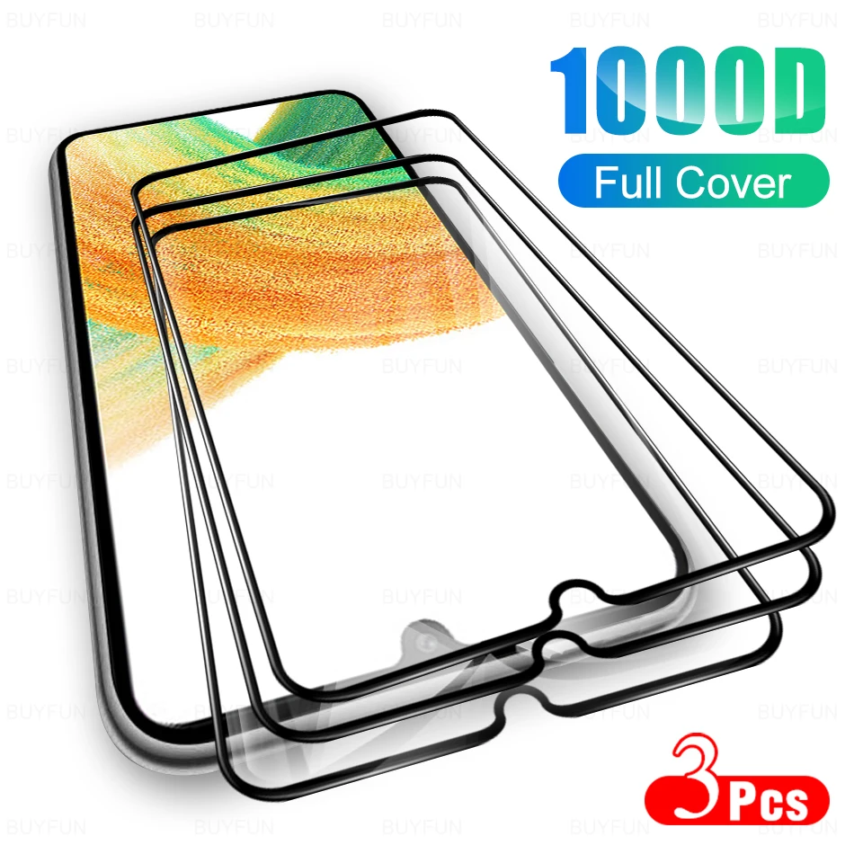 

Защитная пленка для экрана Samsung Galaxy A33 5G A32 M32, прозрачное закаленное стекло с полным покрытием для M33, 9H, пленка с защитой от царапин, 3 шт.