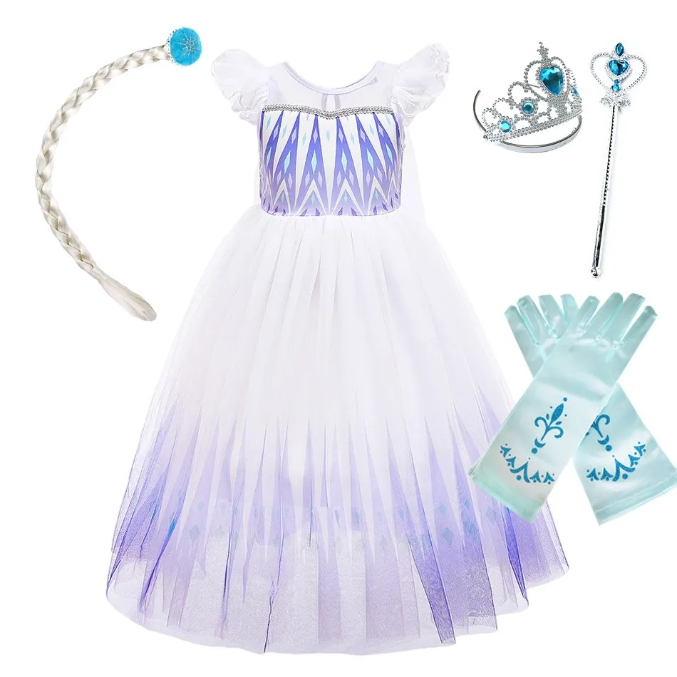 

Детский костюм принцессы Эльзы, новинка, костюм на Хэллоуин для дня рождения, платье с оборками, детский костюм «Холодное сердце», ролевая и...