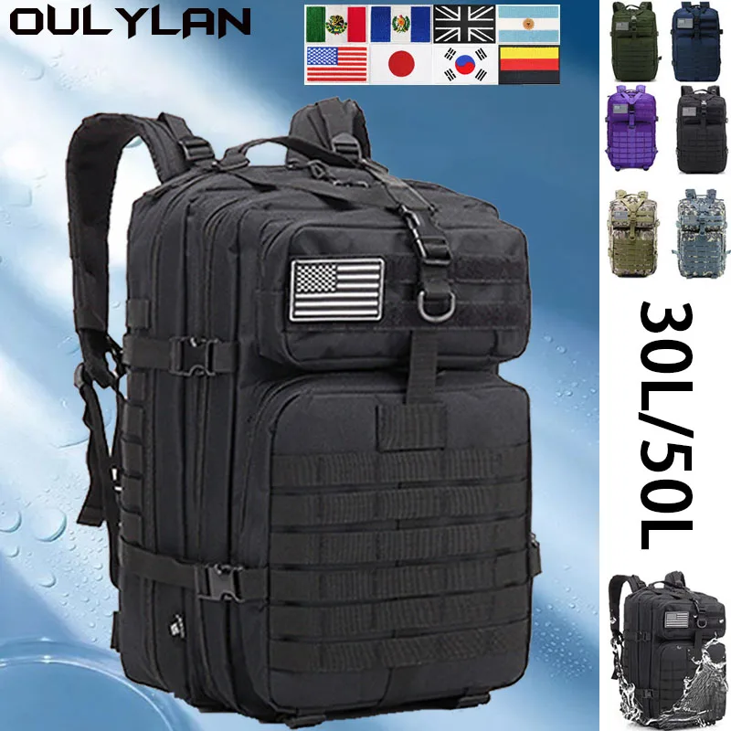 

Охотничья сумка Oulylan, водонепроницаемые сумки для кемпинга и пешего туризма 900D, нейлоновый военный рюкзак 30 л/50 л, тактический Мужской рюкзак для активного отдыха и походов