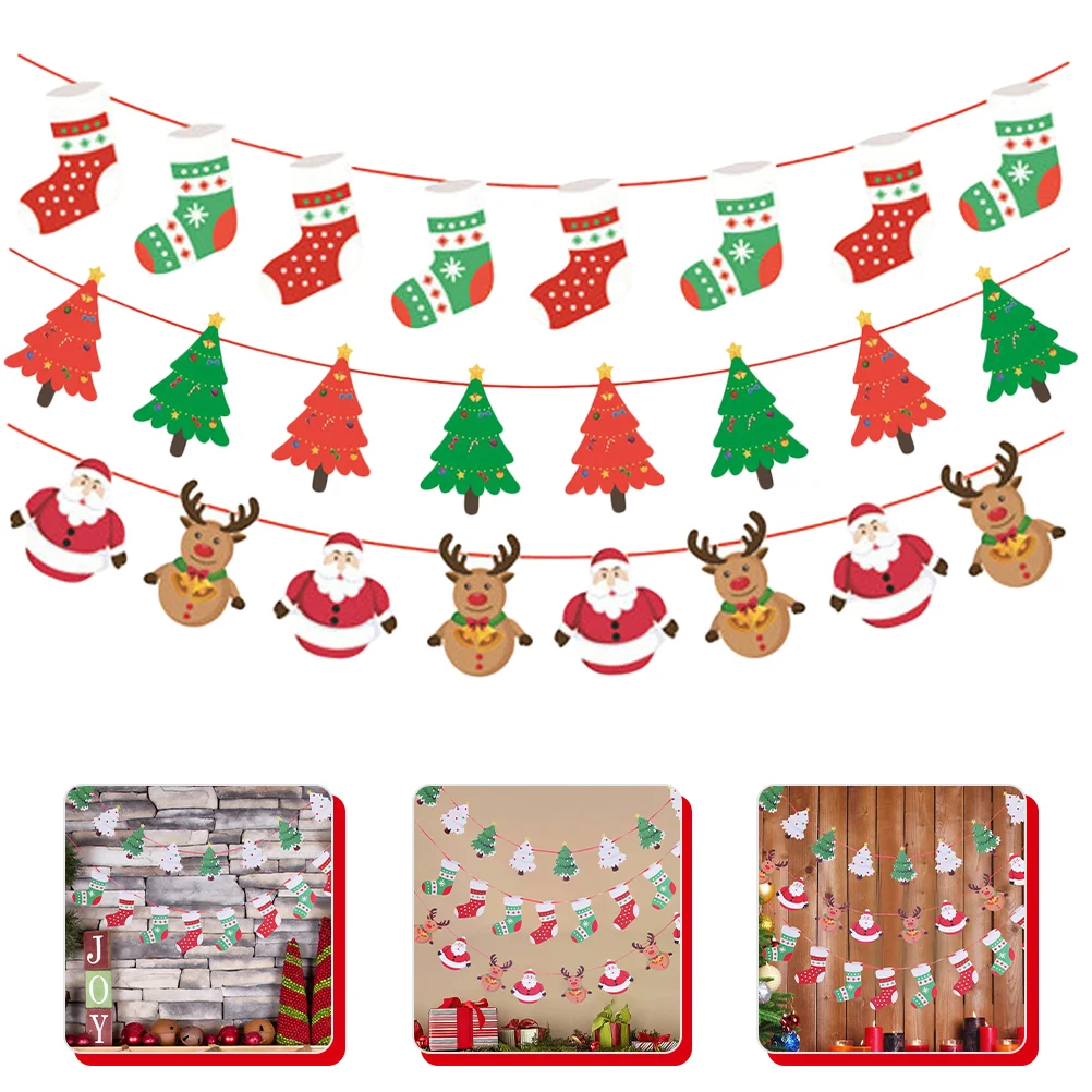

Banner Christmas Garlandbunting Holiday Hanging Stocking Decoration Party Supplies Reindeer Decor Tree Flags Burlap Santa