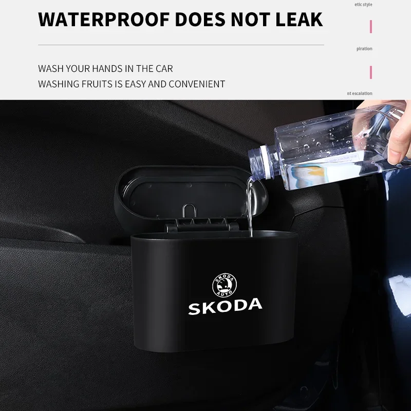 Фото Наклейка на автомобиль для Skoda: подвесной контейнер для мусора из ABS-пластика, декор для Skoda Octavia A5, Superb, Old Febia, Roomster 2013, 2005-2008, Rapi №3
