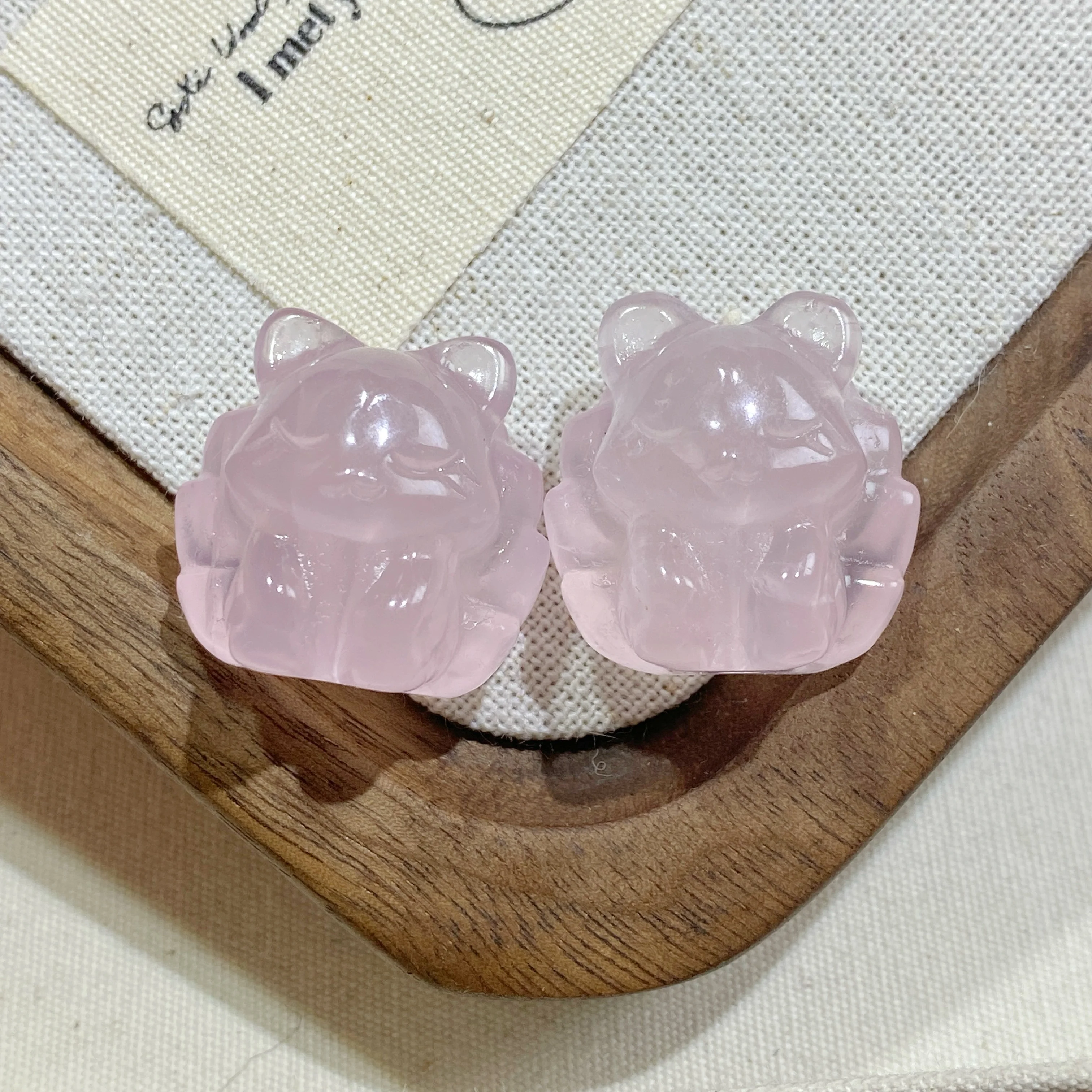 Natural Pink Crystal Nine Tail Fox Fried Fur Phoenix DIY Bracelet Pendant Accessories