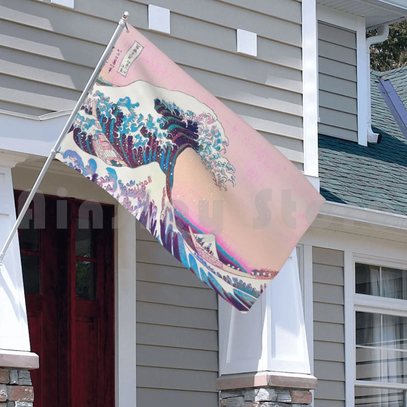 Большой ретро флаг волны Автомобильный забавная великая волна от Kanagawa океана