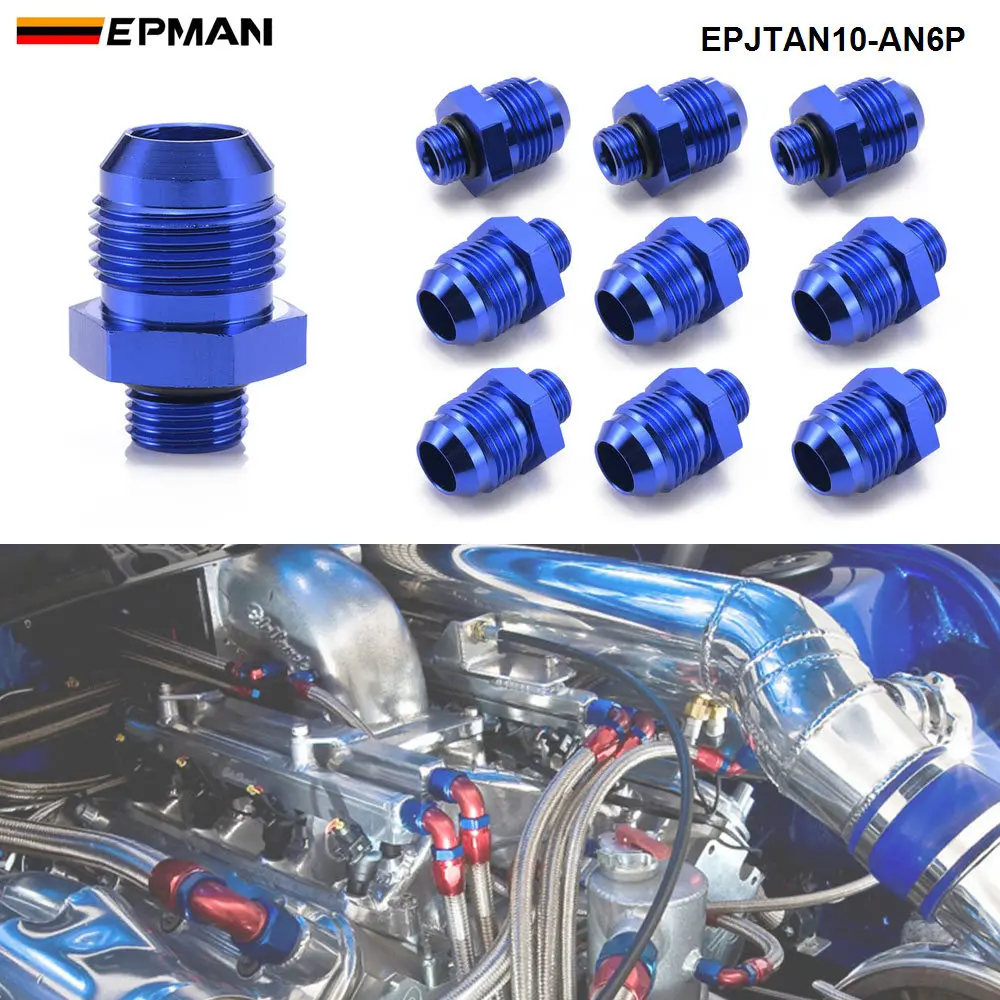 

EPMAN 10PCS AN10 Flare Male To AN6 Pipe Straight Adapter Fuel Hose Line Fittings EPJTAN10-AN6P