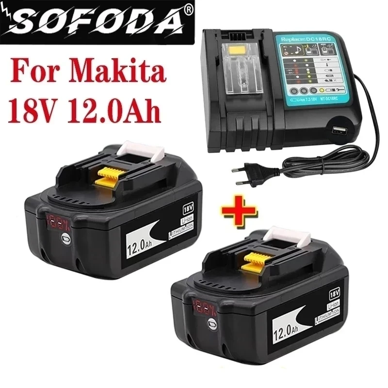 

With Charger BL1860 Rechargeable Batteries18V 12000mAh Lithium Ion for Makita 18v Battery 12Ah BL1840 BL1850 BL1830 BL1860B LXT4