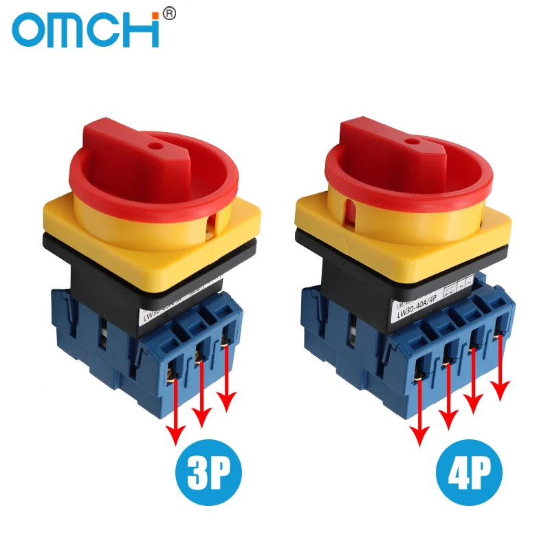 Фото OMCH 1 шт. 25A/32A/40A/63A 3P 4P LW30 переключатель навесного замка с панелью ВКЛ-ВЫКЛ 440 В управления питанием №2