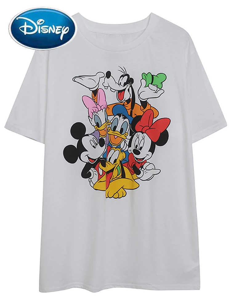 

Новинка Disney, футболка с принтом Дональда Дака Микки Мауса Гуфи плюто, Модный женский пуловер с круглым вырезом, повседневные футболки с коро...