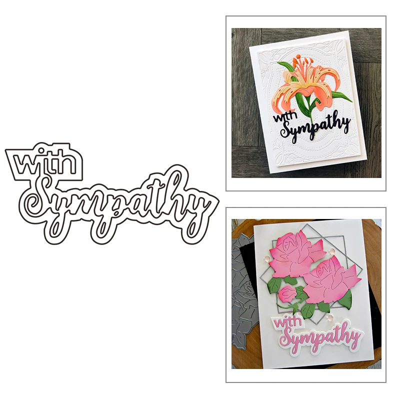 

2021 New English Words With Sympathy Metal Cutting Dies For DIY Craft Making Greeting Card Album Paper Scrapbooking No Stamp Set