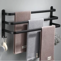 towel bar 30 60 cm multi rod holder bathroom accessories wall rail organizer hook hanger aluminum storage rack matte black shelf