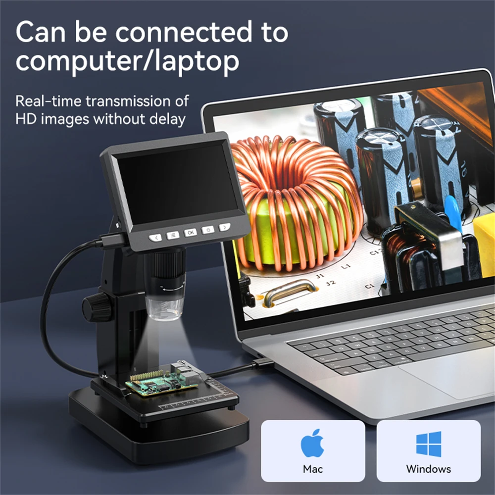 Цифровой микроскоп 4 3 дюйма 50X-1000X увеличение 2 МП 8 светодиодов USB для монет