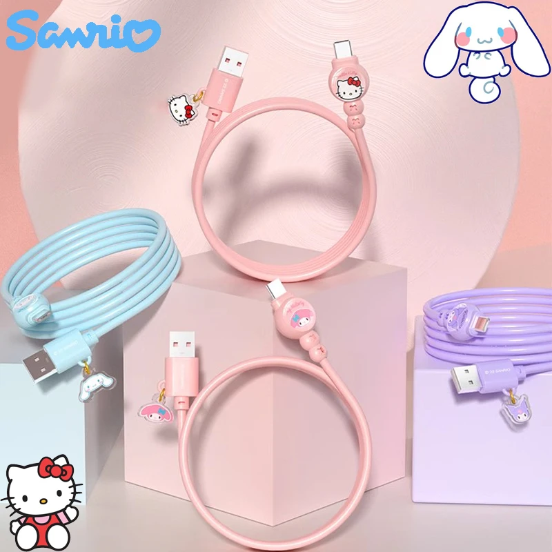 

Sanrio Hello Kitty USB Cable Kuromi My Melody Fast Charging Cable for IPhone Huawei Samsung Mobile Phone Automotive Data Cable