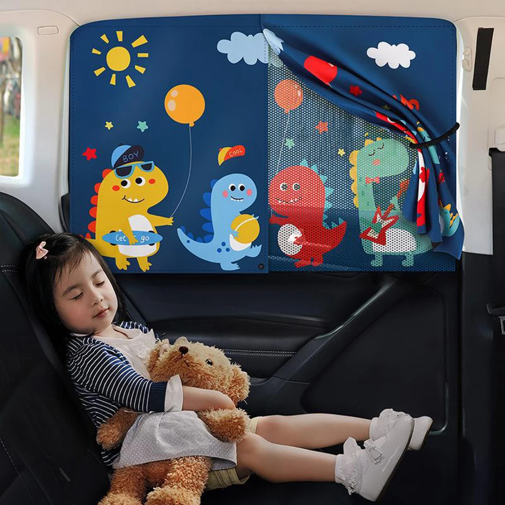 

Универсальный автомобильный солнцезащитный козырек, двухслойная Магнитная занавеска с милыми рисунками из мультфильмов, для детей, Стайлинг автомобиля