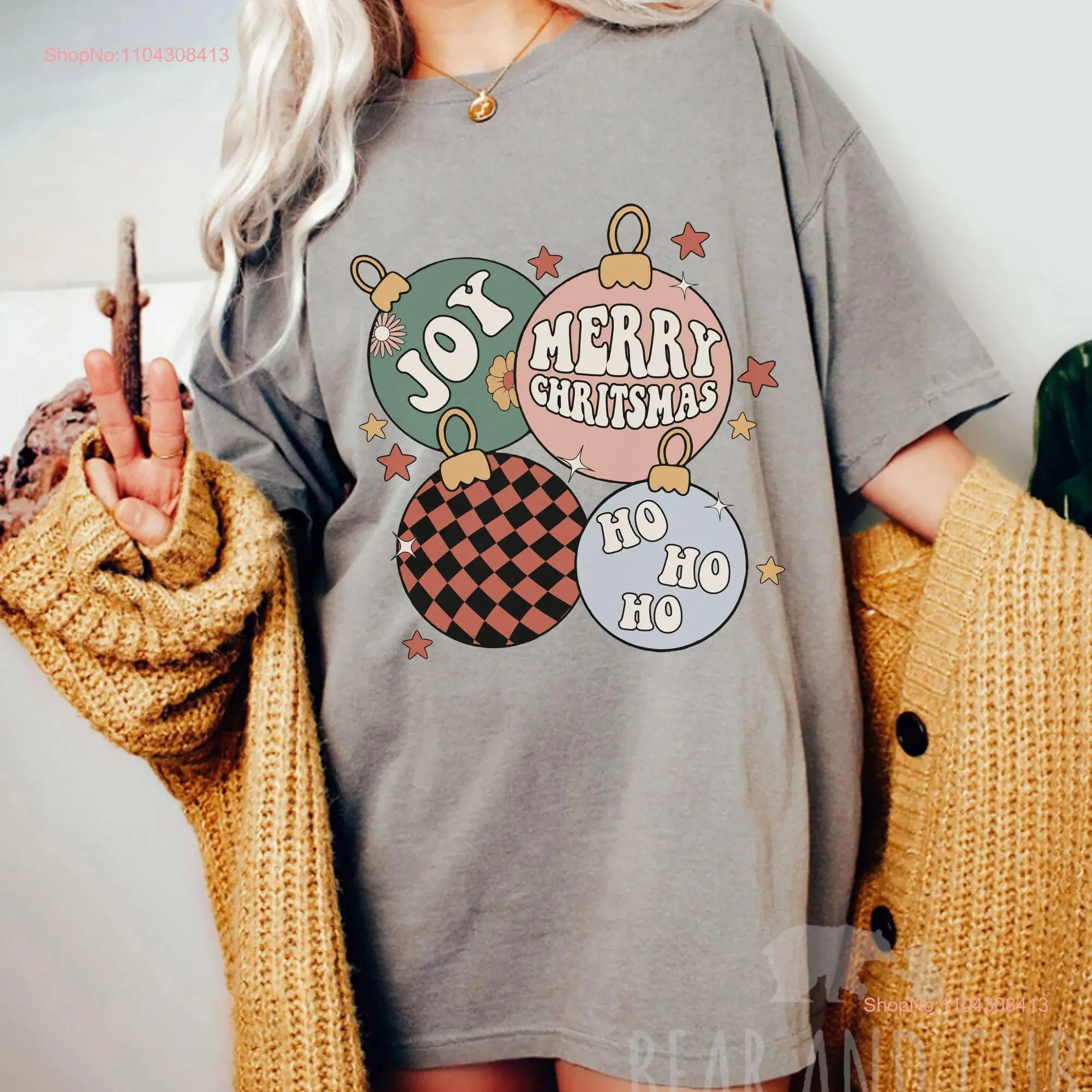 Футболка в стиле ретро с праздничным орнаментом винтажная крутая рождественская