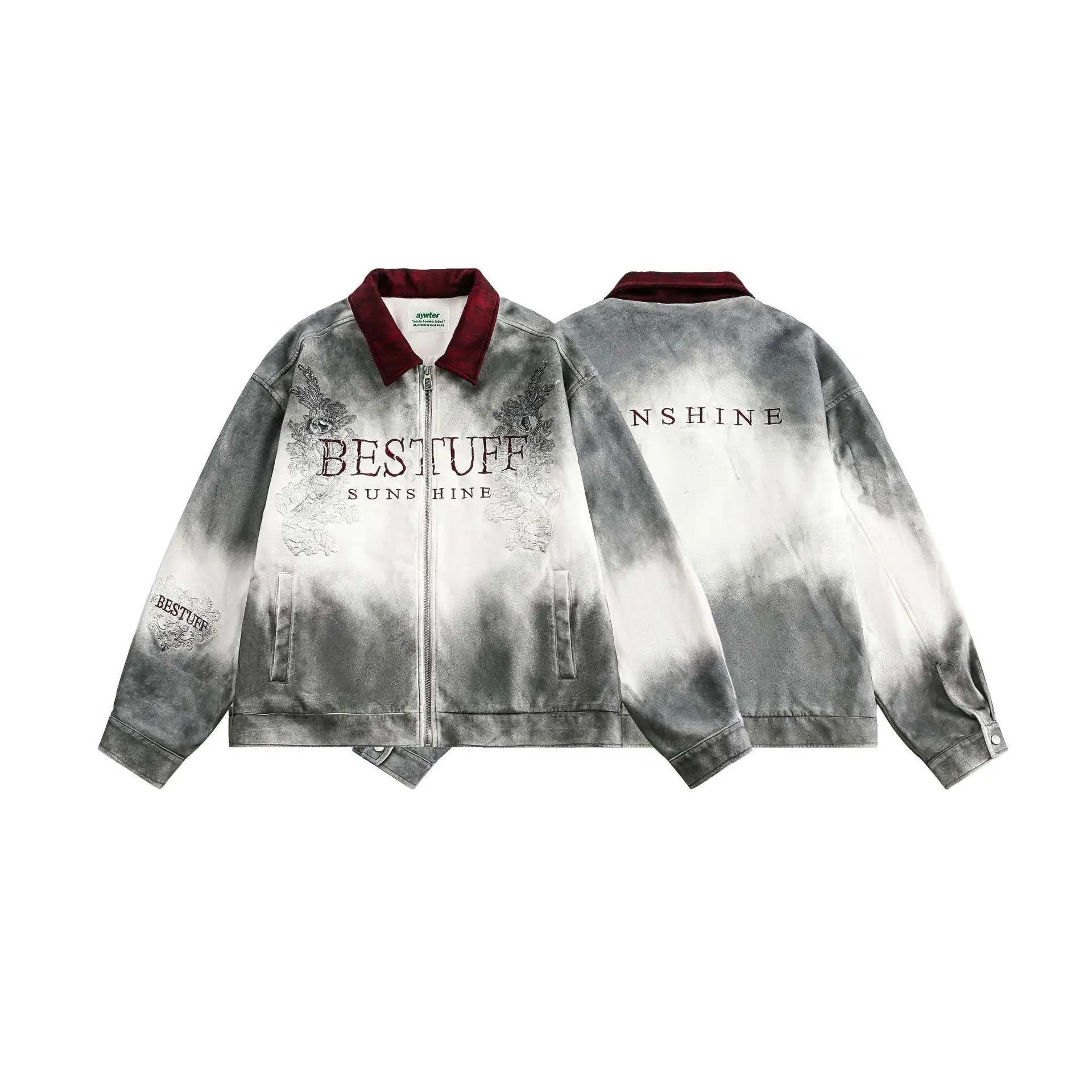 Винтажная замшевая кожаная куртка с градиентом для мужчин и женщин уличная