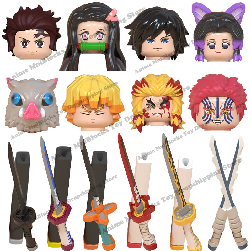 Кубики игрушечные рассекающий демонов WM6116 Мини-куклы экшн-фигурки Tanjirou Nezuko Giyuu