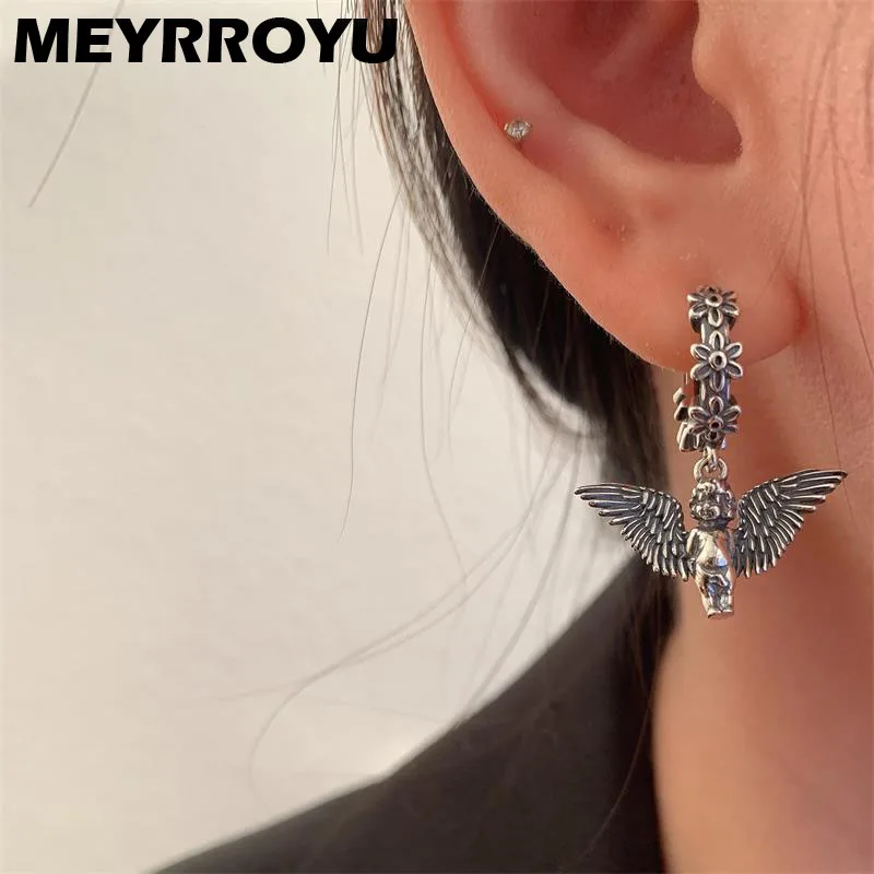 

MEYRROYU Vintage Angel Flower Drop Dangle Earrings For Women Lady 2023 New Fashion Jewelry Girl Gift Party серьги женские