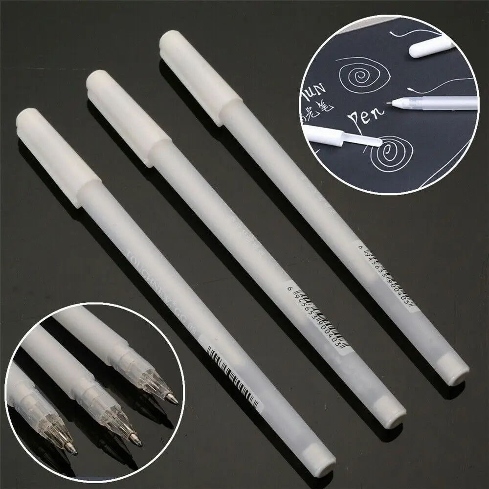 

Белая пластиковая осветляющая школьная Ручка 0,8 мм, белая ручка для скетчинга, тонкая подводка, ручка улучшенной яркости, ручка для рисования, художественные маркеры