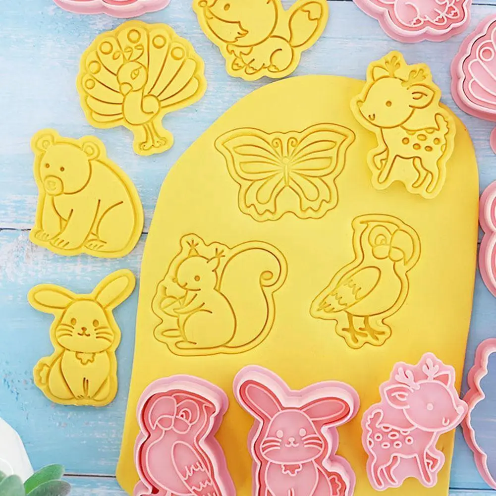 

8 Pcs/set Forest Animal Cookie Cutters Plastic 3d Cartoon Cookie Mold Pastry Stamp Biscuit Bakeware Kitchen Baking Pressabl T4p3