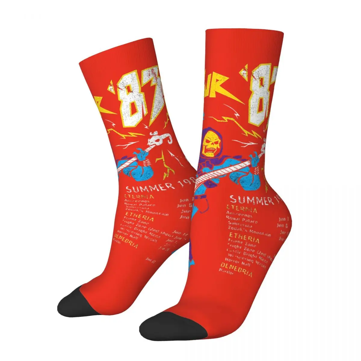 

Funny Crazy Sock for Men Skeletor He-Man and the Masters of the Universe Battle Cat Anime Quality Printed Crew compression Sock