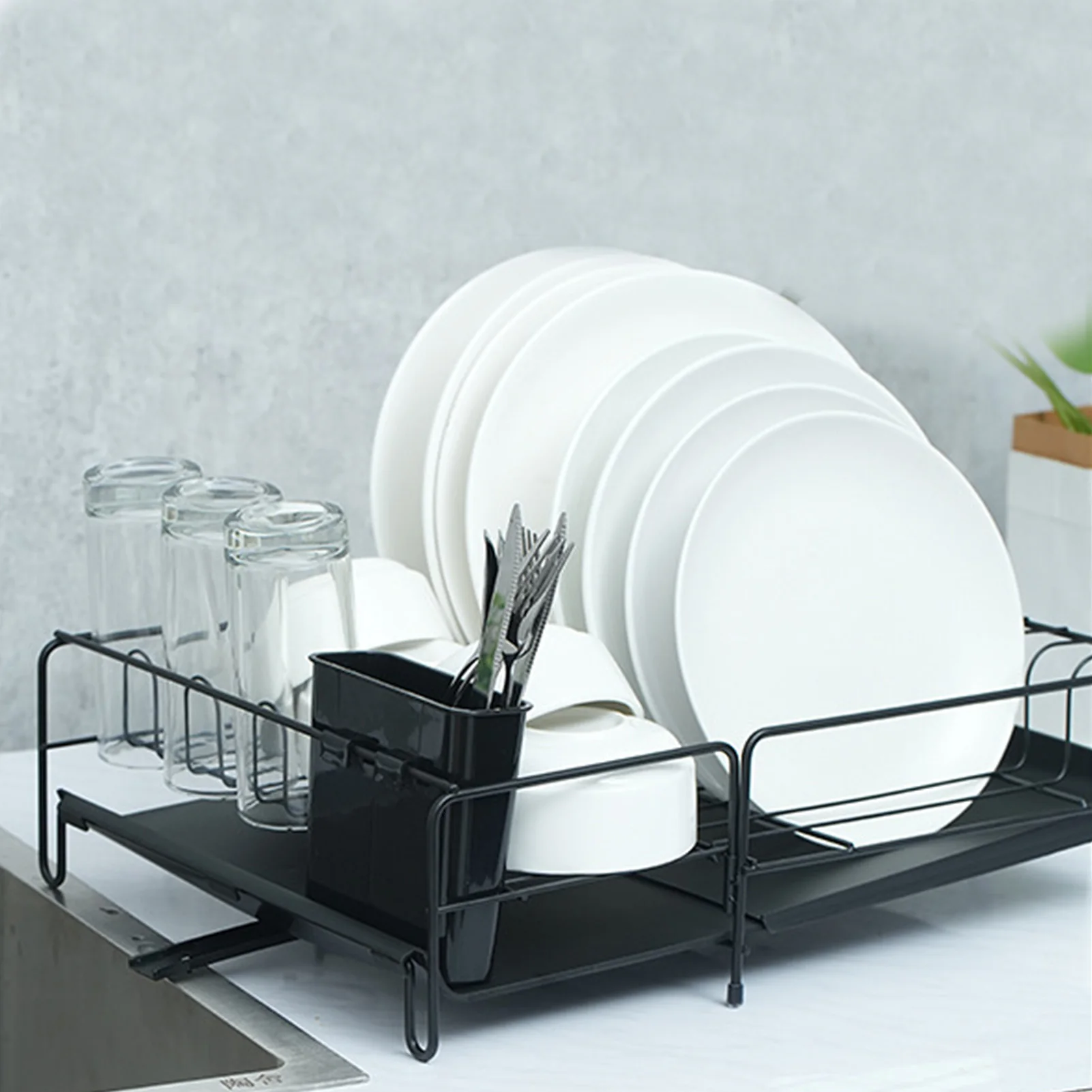 

Dish Drying Rack Dish Strainer For Kitchen Counter Black Dish Rack With Utensil Holder For Kitchen Storage And Organization