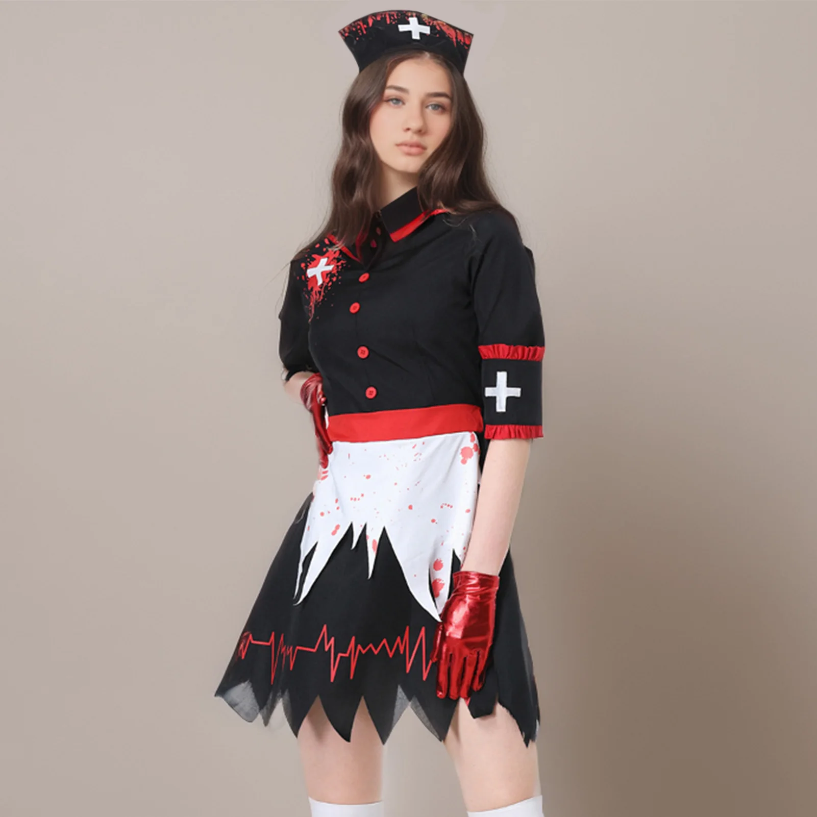 

Halloween Party Scary Horror Cosplay Costumes Bloody Nurse Zombie Dress Masquerade Demon Bloody Nurse Costume Sexy Cosplay Dress