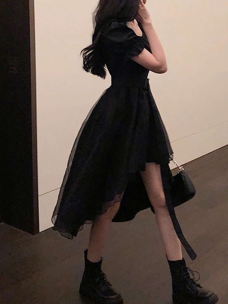 Мини-платье в стиле Харадзюку Y2k с оборками Хепберн |