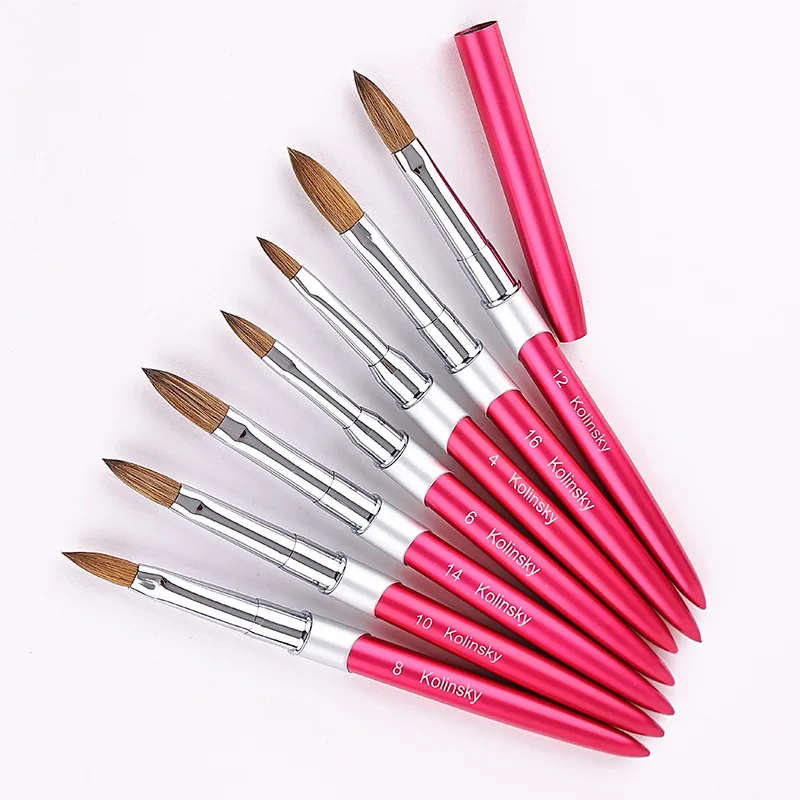 

100% Pure Kolinsky Hair Nail Brush Quality Metal Handle Nail Art Brush Salon Manicure Tool Carving Painting Nail Pens TIANMI