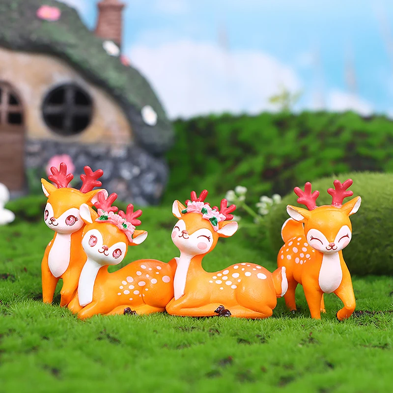 

1Pcs Simulation Sika Deer Model Ornament Cute Little Deer Dolls Decorations Miniature Animal Doll Ornaments
