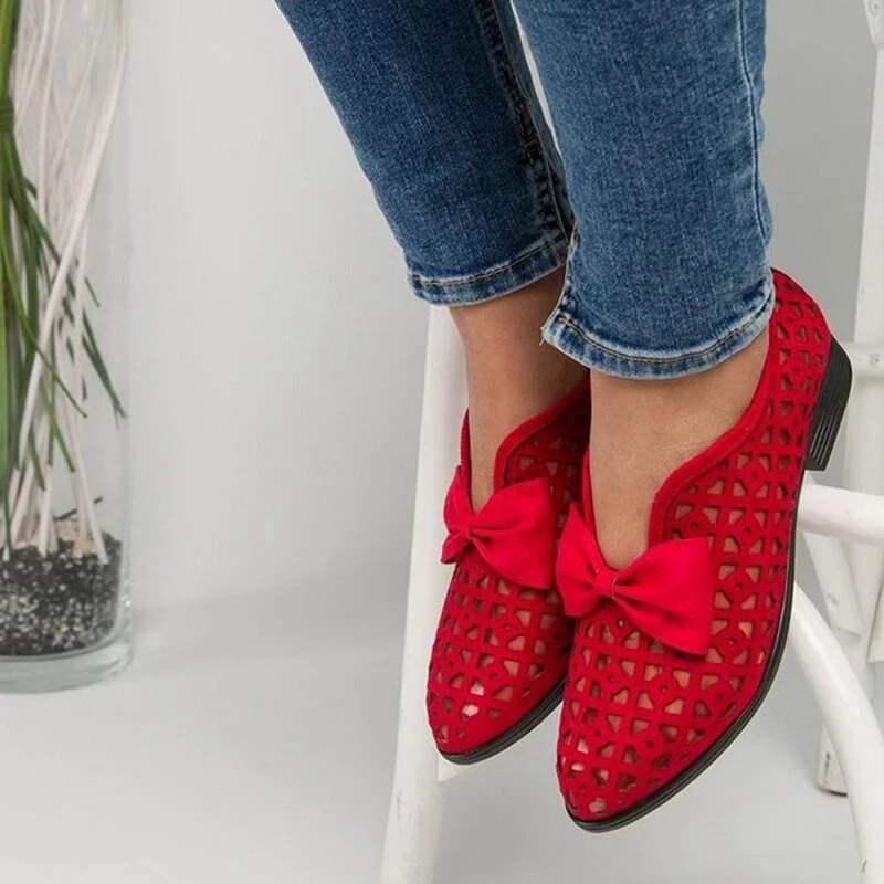 

2022 New Fashion Bowtie Pointed Toe Women Flats Spring Shoes for Woman Platform Slip on Loafers Leather Drop Shipping 43