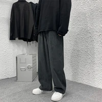 gray corduroy pants women 2022 korean fashion wide leg pant solid color high waist harajuku trousers casual pants mingliusili